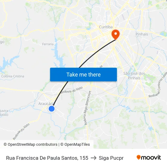 Rua Francisca De Paula Santos, 155 to Siga Pucpr map