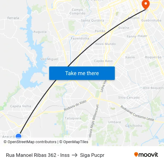 Rua Manoel Ribas 362 - Inss to Siga Pucpr map