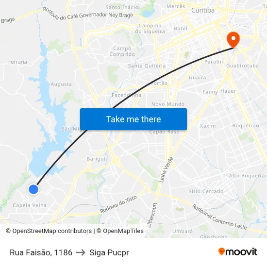 Rua Faisão, 1186 to Siga Pucpr map