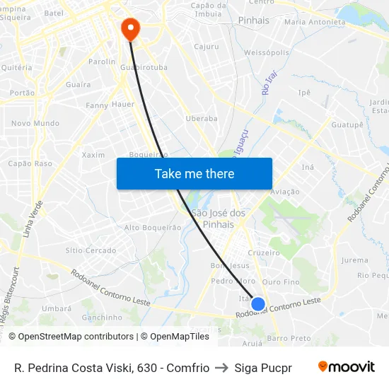 R. Pedrina Costa Viski, 630 - Comfrio to Siga Pucpr map