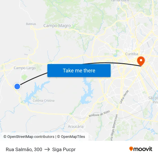 Rua Salmão, 300 to Siga Pucpr map