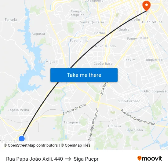Rua Papa João Xxiii, 440 to Siga Pucpr map