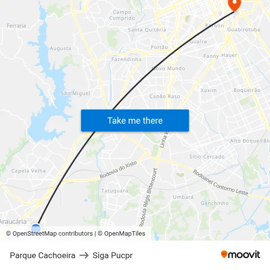 Parque Cachoeira to Siga Pucpr map