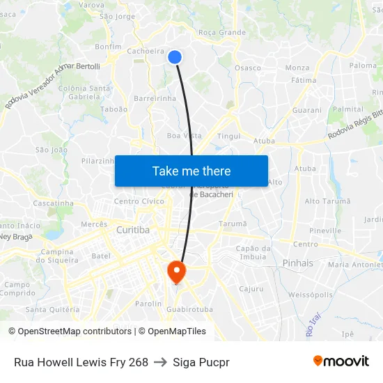 Rua Howell Lewis Fry 268 to Siga Pucpr map