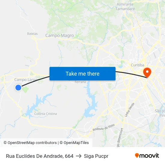 Rua Euclídes De Andrade, 664 to Siga Pucpr map