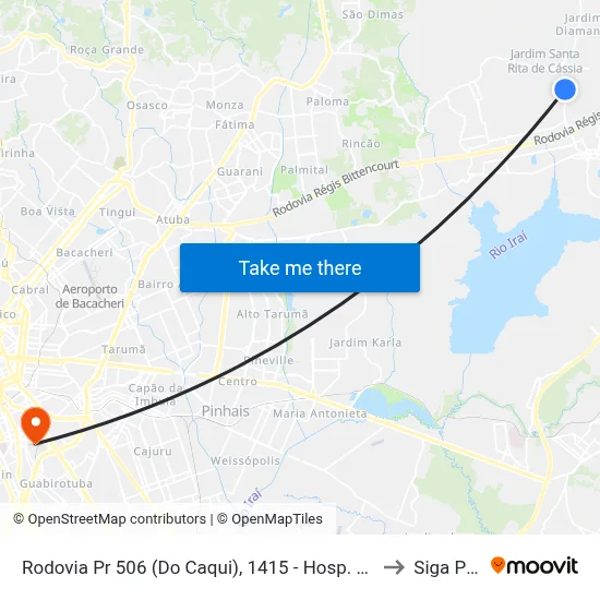 Rodovia Pr 506 (Do Caqui), 1415 - Hosp. Angelina Caron to Siga Pucpr map