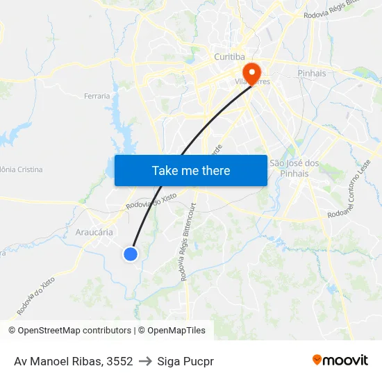 Av Manoel Ribas, 3552 to Siga Pucpr map