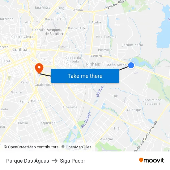 Parque Das Águas to Siga Pucpr map