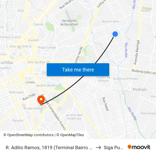 R. Adilio Ramos, 1819 (Terminal Bairro Alto) to Siga Pucpr map