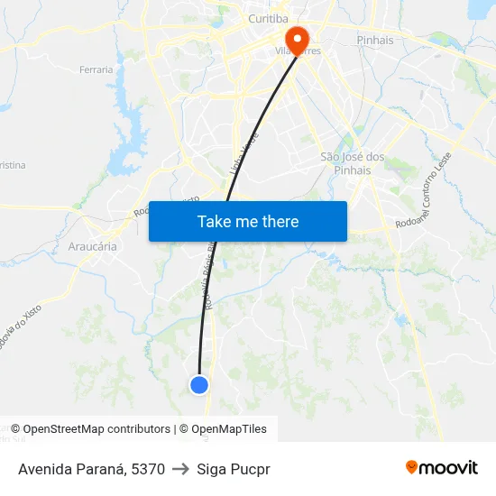 Avenida Paraná, 5370 to Siga Pucpr map