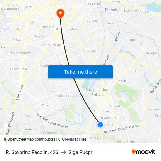 R. Severino Fasolin, 426 to Siga Pucpr map