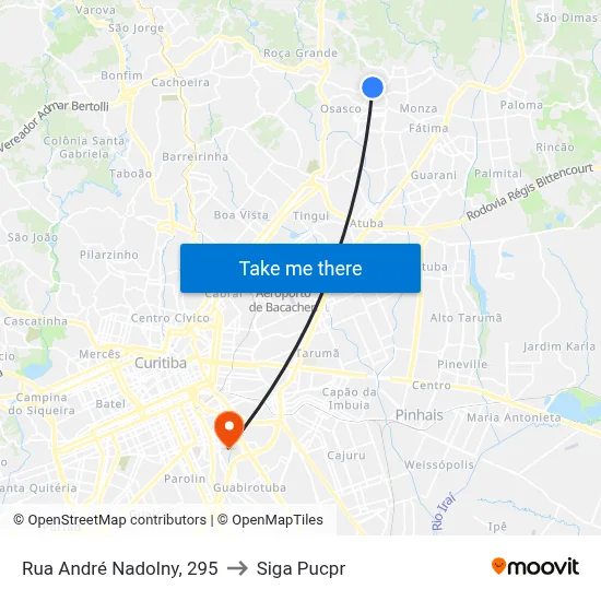 Rua André Nadolny, 295 to Siga Pucpr map
