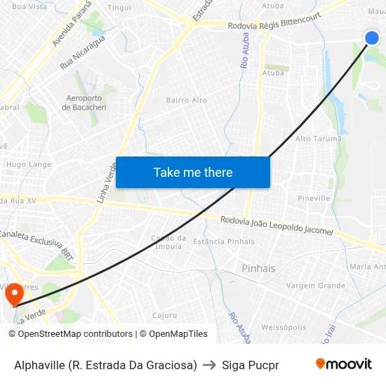 Alphaville (R. Estrada Da Graciosa) to Siga Pucpr map