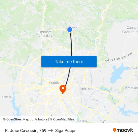R. José Cavassin, 759 to Siga Pucpr map
