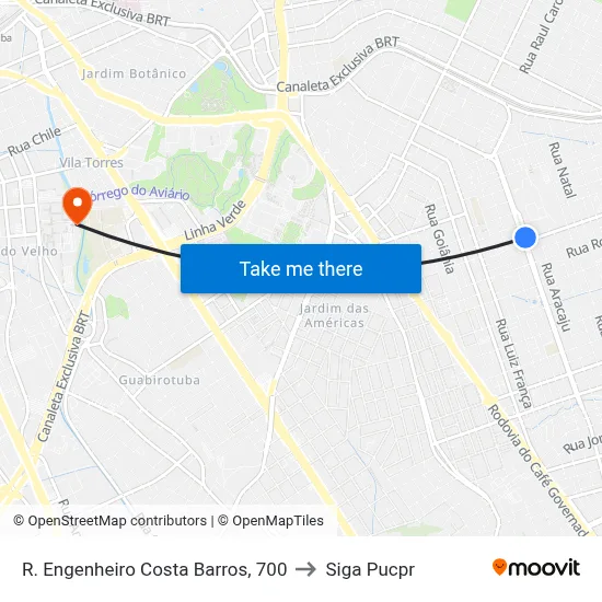 R. Engenheiro Costa Barros, 700 to Siga Pucpr map