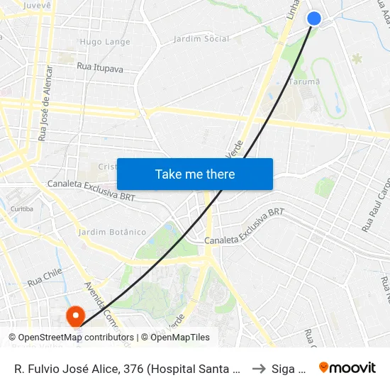 R. Fulvio José Alice, 376 (Hospital Santa Magdalena Sophia) to Siga Pucpr map