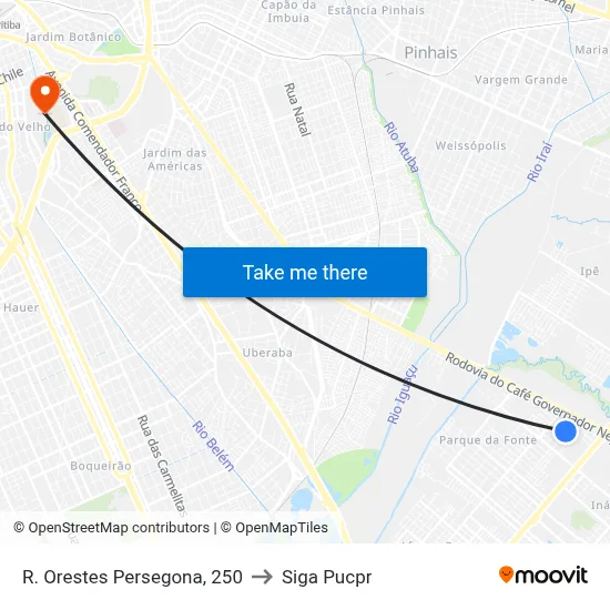 R. Orestes Persegona, 250 to Siga Pucpr map