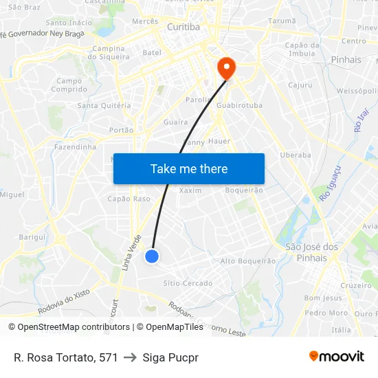 R. Rosa Tortato, 571 to Siga Pucpr map