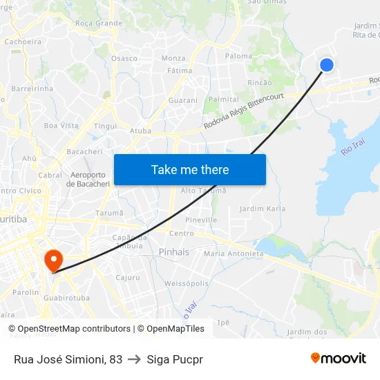Rua José Simioni, 83 to Siga Pucpr map