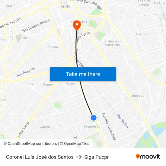 Coronel Luís José dos Santos to Siga Pucpr map