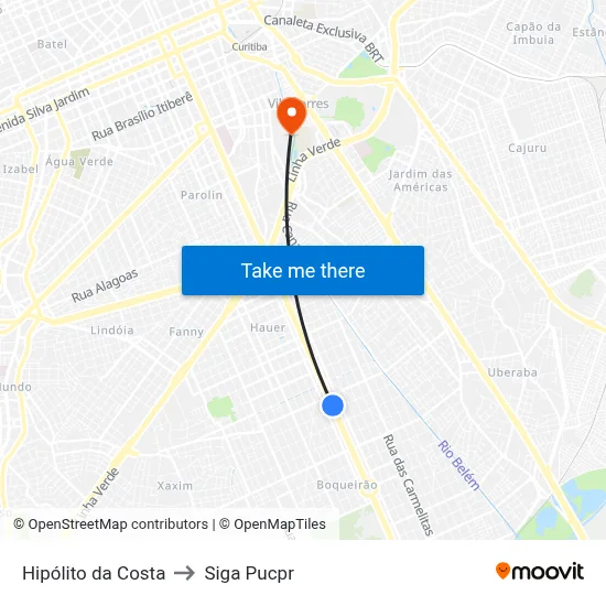 Hipólito da Costa to Siga Pucpr map