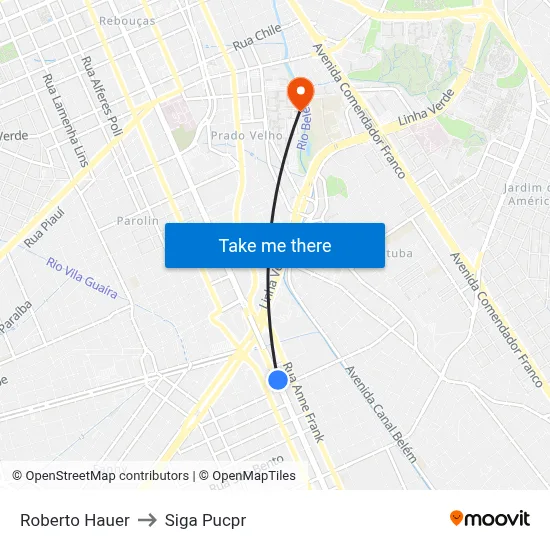 Roberto Hauer to Siga Pucpr map