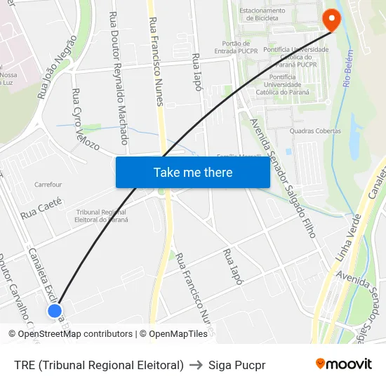 TRE (Tribunal Regional Eleitoral) to Siga Pucpr map
