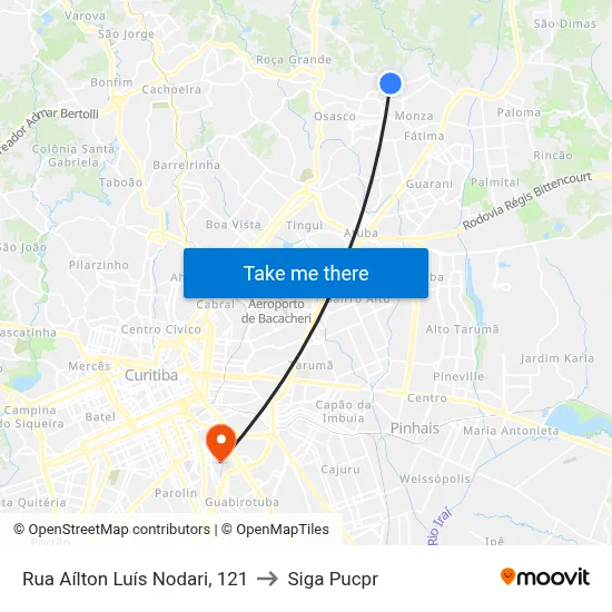 Rua Aílton Luís Nodari, 121 to Siga Pucpr map