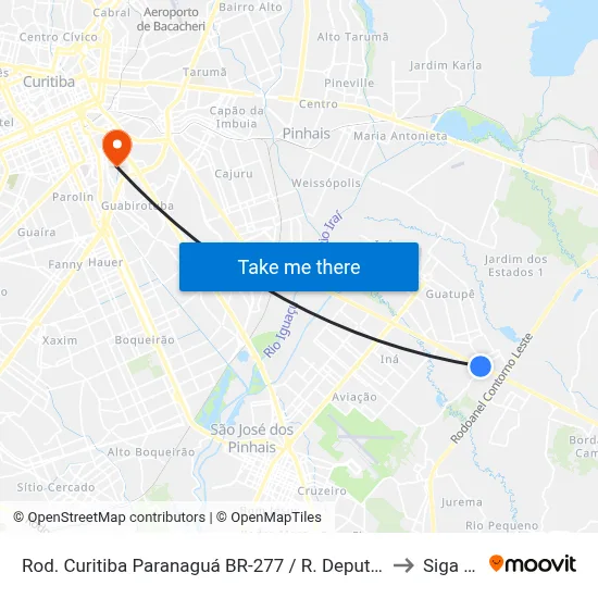 Rod. Curitiba Paranaguá BR-277 / R. Deputado Luís Gabriel Sampaio to Siga Pucpr map