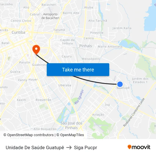 Unidade De Saúde Guatupê to Siga Pucpr map