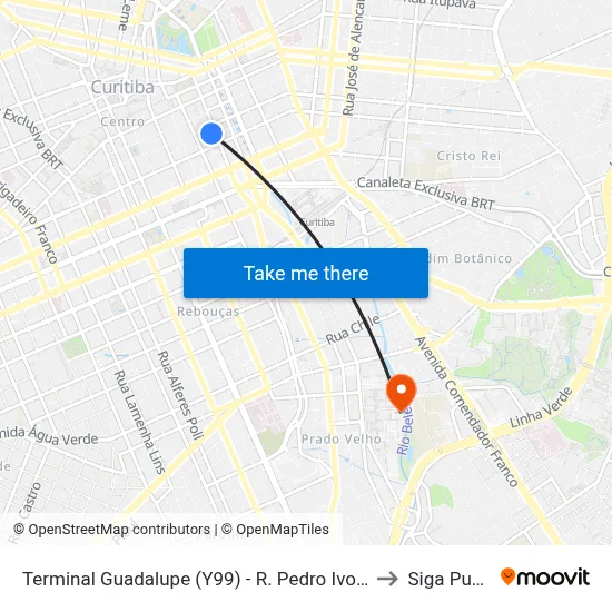Terminal Guadalupe (Y99) - R. Pedro Ivo, 971 to Siga Pucpr map