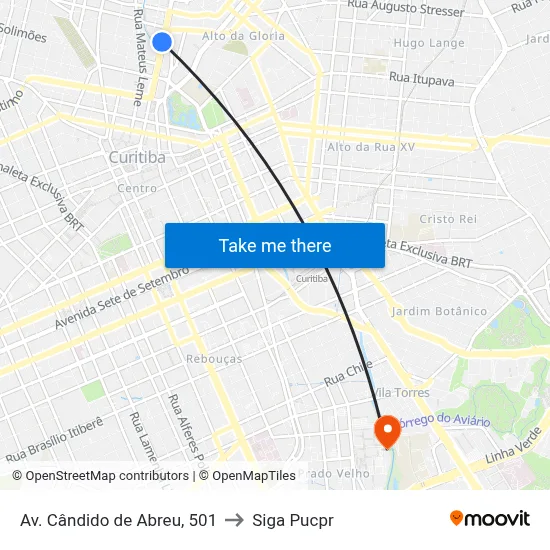 Av. Cândido de Abreu, 501 to Siga Pucpr map