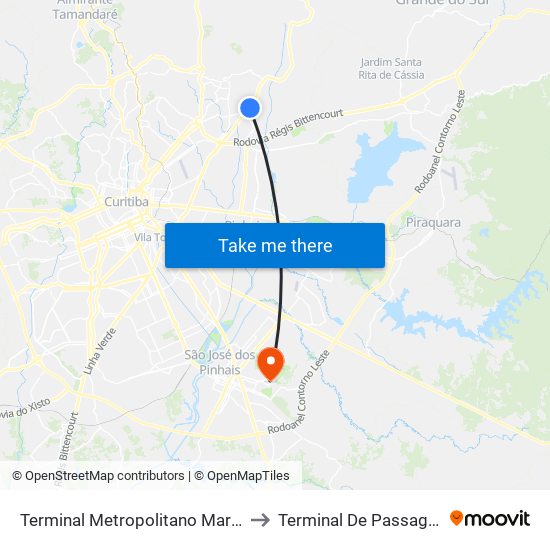 Terminal Metropolitano Maracanã to Terminal De Passageiros map