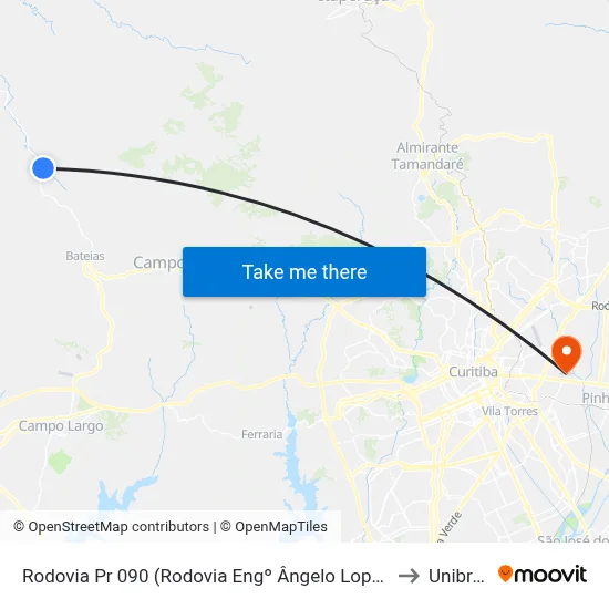 Rodovia Pr 090 (Rodovia Engº Ângelo Lopes)- Km 36 to Unibrasil map