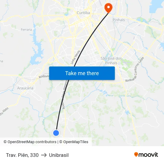 Trav. Piên, 330 to Unibrasil map