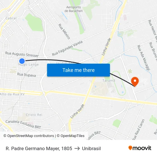 R. Padre Germano Mayer, 1805 to Unibrasil map