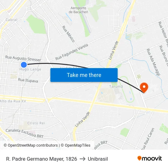 R. Padre Germano Mayer, 1826 to Unibrasil map