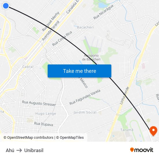 Ahú to Unibrasil map