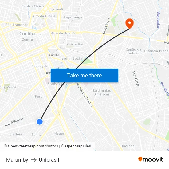 Marumby to Unibrasil map