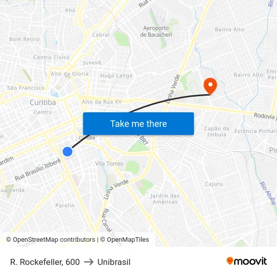 R. Rockefeller, 600 to Unibrasil map