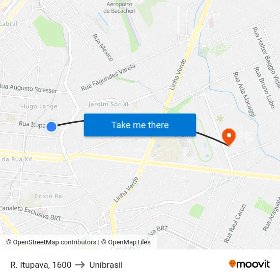 R. Itupava, 1600 to Unibrasil map