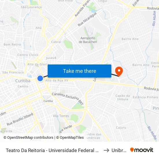 Teatro Da Reitoria - Universidade Federal Do Paraná to Unibrasil map