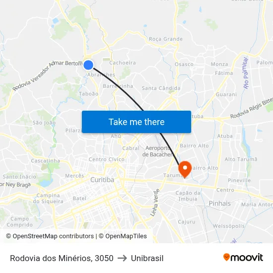 Rodovia dos Minérios, 3050 to Unibrasil map