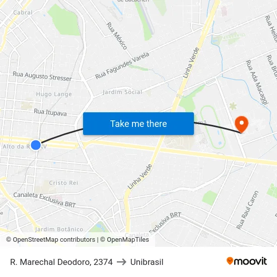 R. Marechal Deodoro, 2374 to Unibrasil map