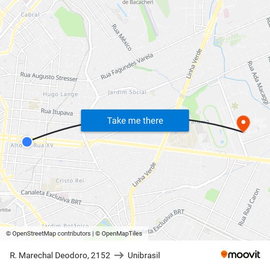 R. Marechal Deodoro, 2152 to Unibrasil map