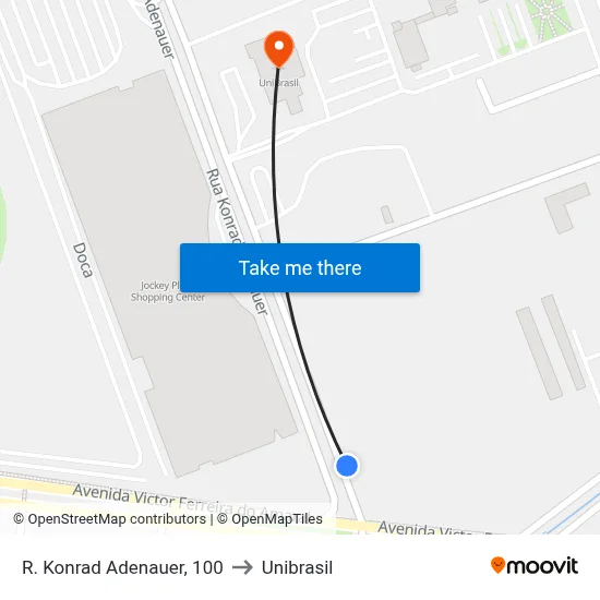 R. Konrad Adenauer, 100 to Unibrasil map