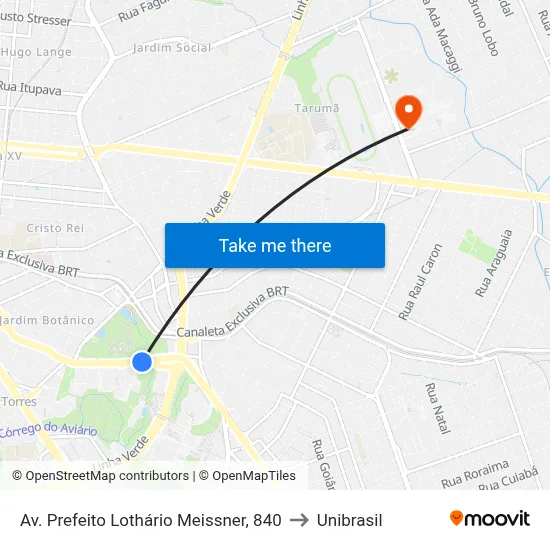 Av. Prefeito Lothário Meissner, 840 to Unibrasil map