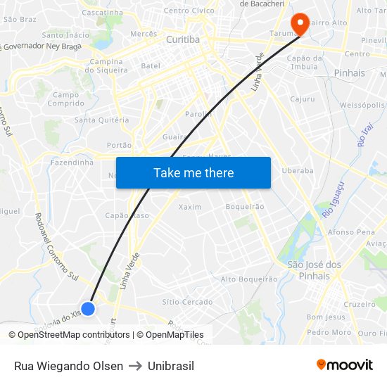 Rua Wiegando Olsen to Unibrasil map