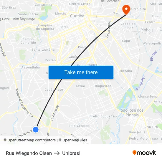 Rua Wiegando Olsen to Unibrasil map