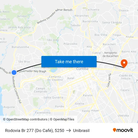 Rodovia Br 277 (Do Café), 5250 to Unibrasil map